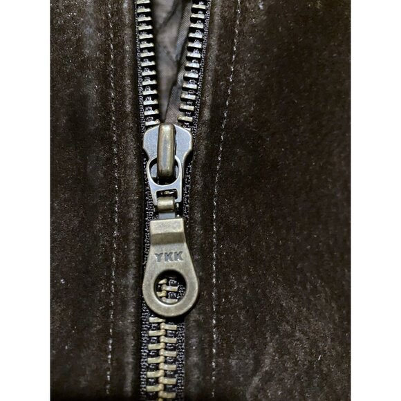 Vintage Wilsons Adventure Bound Mens Suede Coat L Faux Fur Trim Hood Heavy Chore - Picture 6 of 10